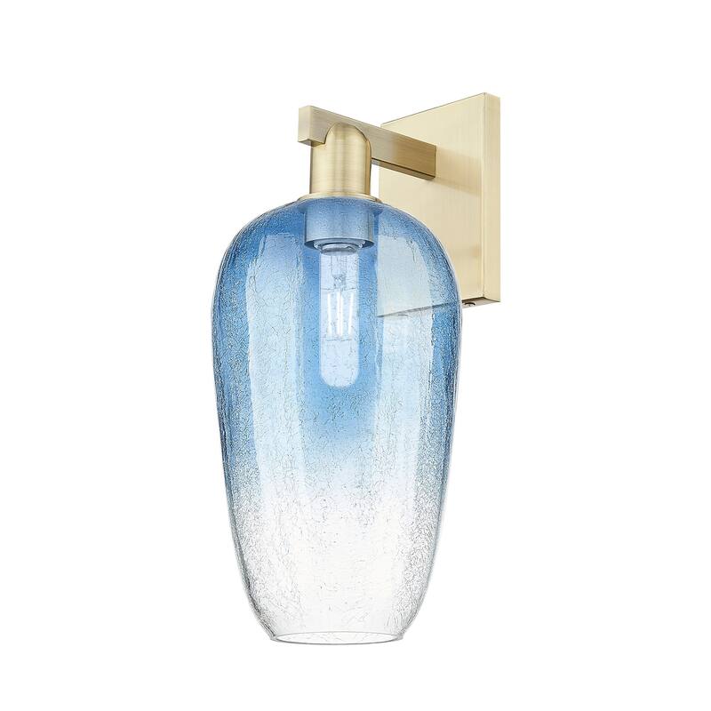 Innovations Lighting 716-1W-11-7 Brookhaven Flute Sconce Brookhaven - Antique Brass / Sapphire Blue