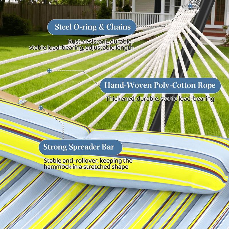 EROMMY Modern Portable Hammock, Hand-Woven Ropes, Anti-Tipping Design for Backyards, Beaches & Campsites