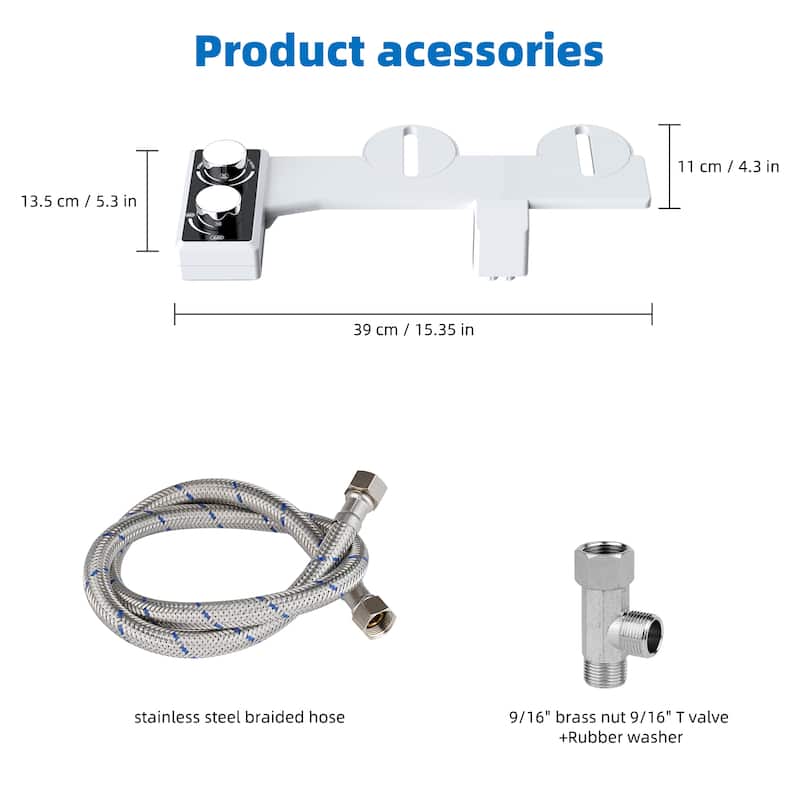 Dual Nozzle for Frontal & Rear Wash Self Cleaning Bidet Attachment