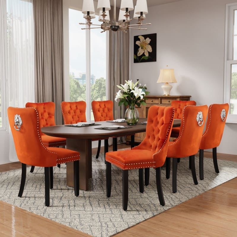 High-end Tufted Velvet Upholstered Nailhead Dining Chair Set of 4