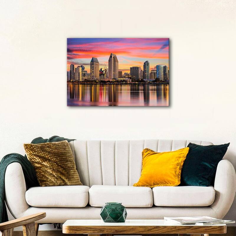 USA City Canvas Wall Art Sunset San Diego Skyline Pictures