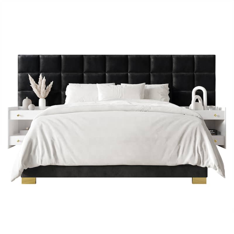 CraftPorch Mid-Century Modern Wall Panel Bedroom Set - Black - King