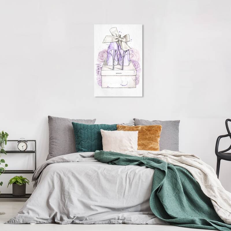Wynwood Studio Fashion and Glam Lavender and White Romantic Pair Purple and Lilac Glam Wall Art Canvas Print - 24 x 16