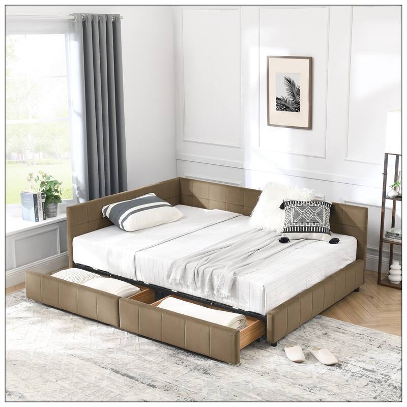Full Size Storage Upholstered Tufted Bed Frame for Bedroom
