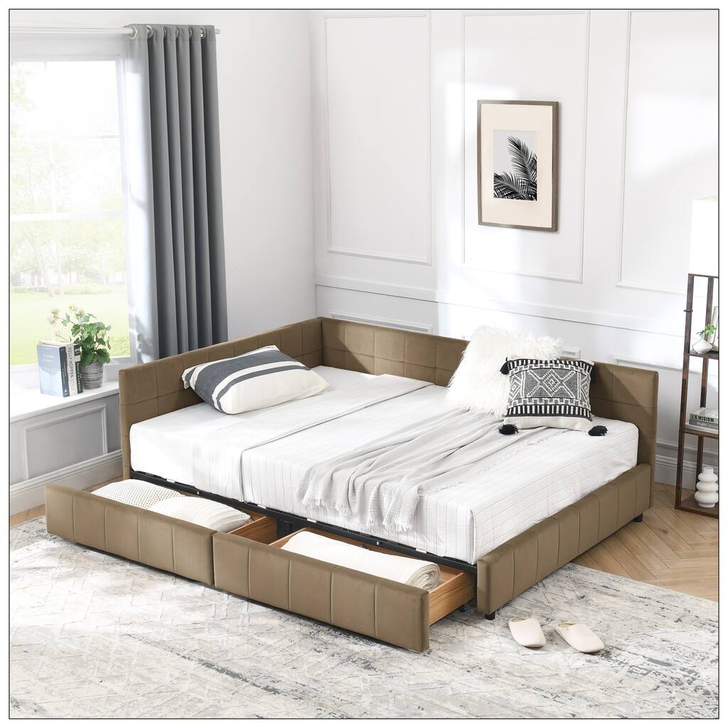 Full Size Storage Upholstered Tufted Bed Frame for Bedroom