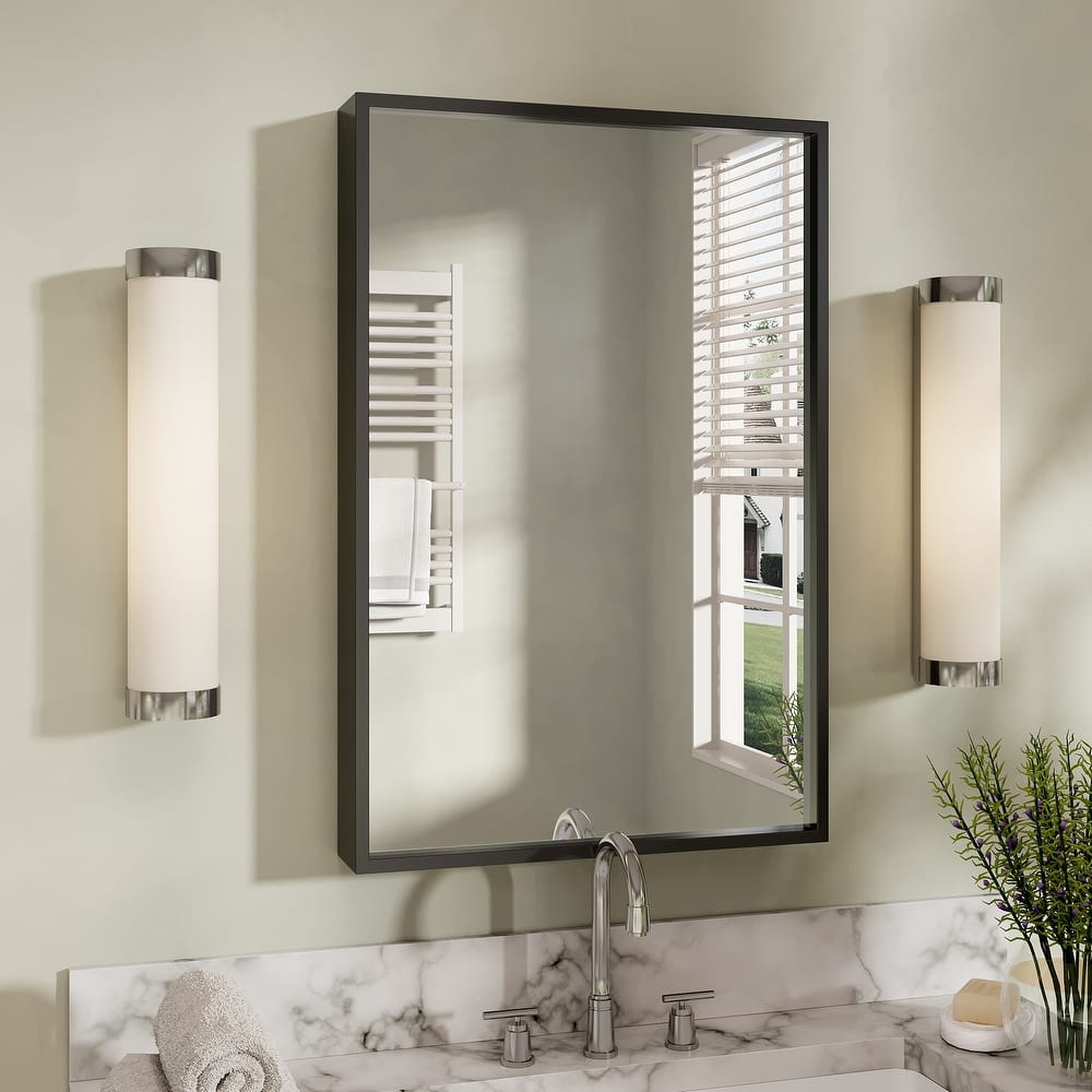 Tempered Glass and Metal Framed French Cleat Mounted Wall Bathroom / Vanity Mirror