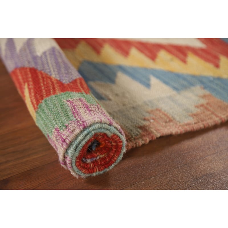 Reversible Kilim Area Rug Hand-Woven Wool Carpet - 3'6"x 5'1"