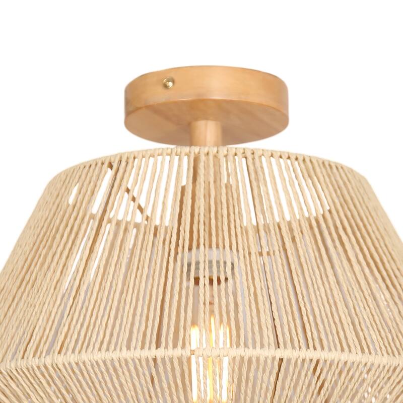 Handwoven Boho Diamond Shade Rattan Pendant Light Fixtures