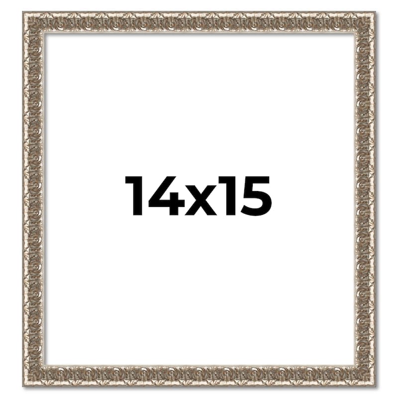 14x15 Frame Silver Versailles Ornate Solid Wood Picture Frame | 1 Inch