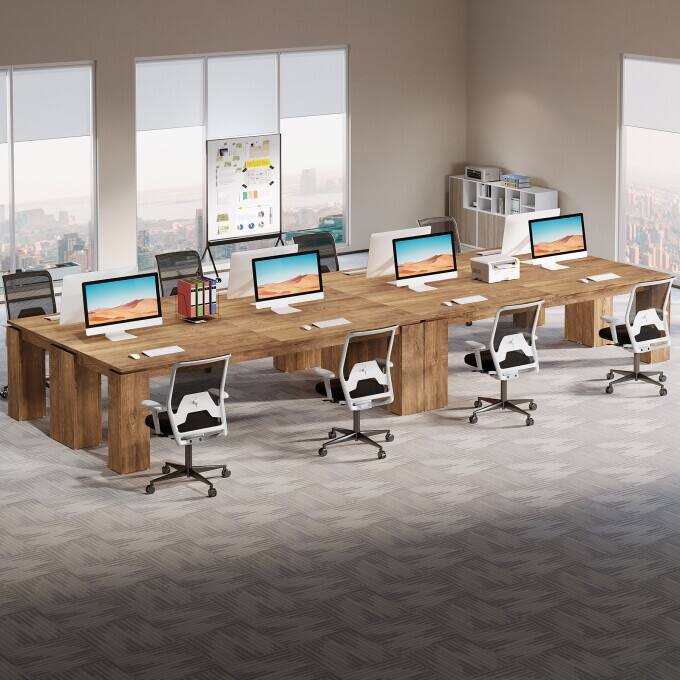86-Inch Wood Two Person Desk, Modern Double Computer Desk