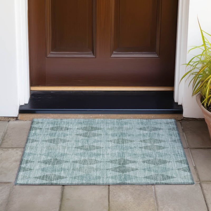 Laz Stylish Geometric Weather Resistant Blended Style Outdoor Rug