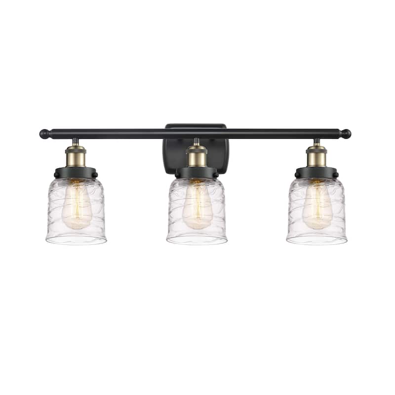 Innovations Lighting 916-3W-12-26 Bell Vanity Bell 3 Light 26" Wide - Black Antique Brass / Deco Swirl
