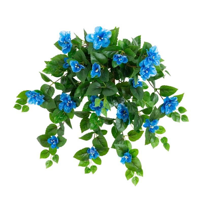24-in UV Resistant Artificial Azalea Hanging Plant - Set of 3