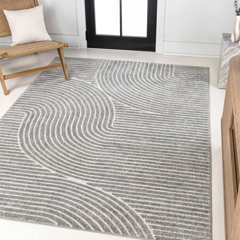 JONATHAN Y Odense Minimalist Curve Geometric Gray/Ivory Area Rug