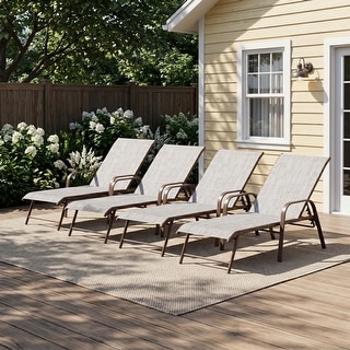 Outdoor Patio Lounger Aluminum Adjustable Chaise Lounge Chairs with Arms (Set of 2/4) - See Picture
