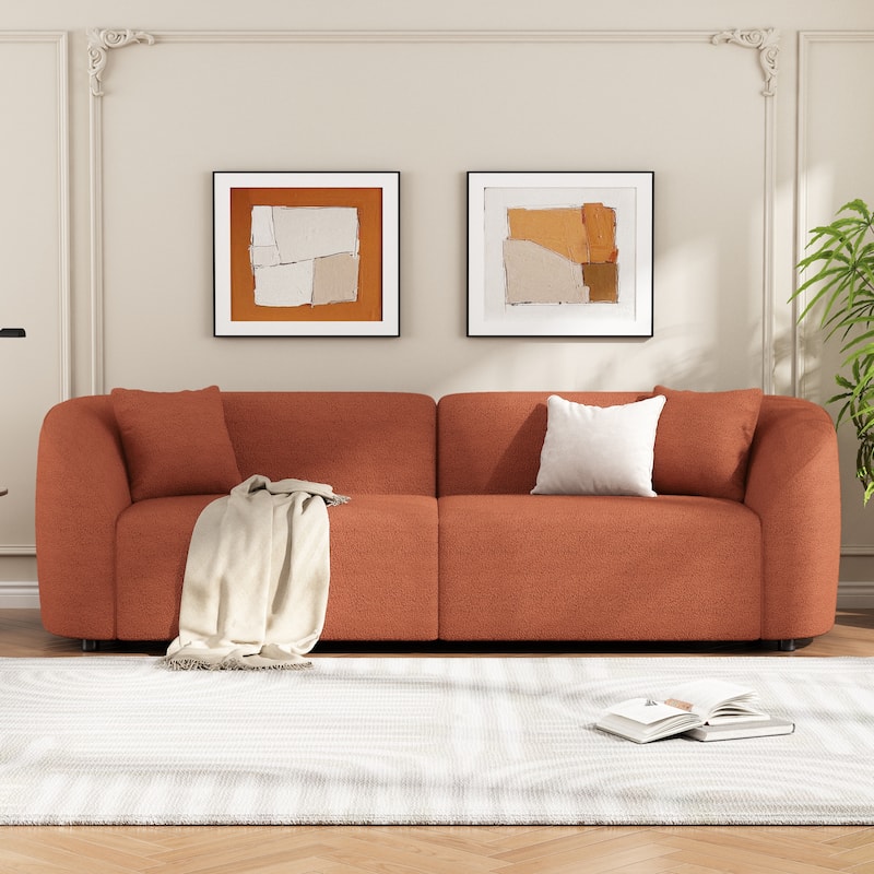 Christopher Knight Home - Allegra Modern 87” 3-Seat Upholstered Curved Sofa - Orange