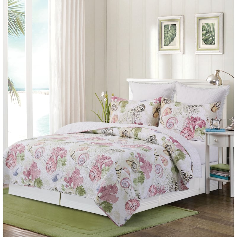 Vilano Bay Cotton Quilt Set - Reversible and Machine Washable