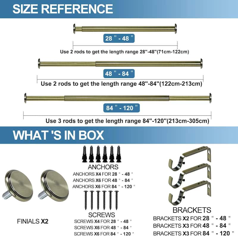 1-inch Diameter Bouton Adjustable Single Drapery Curtain Rod