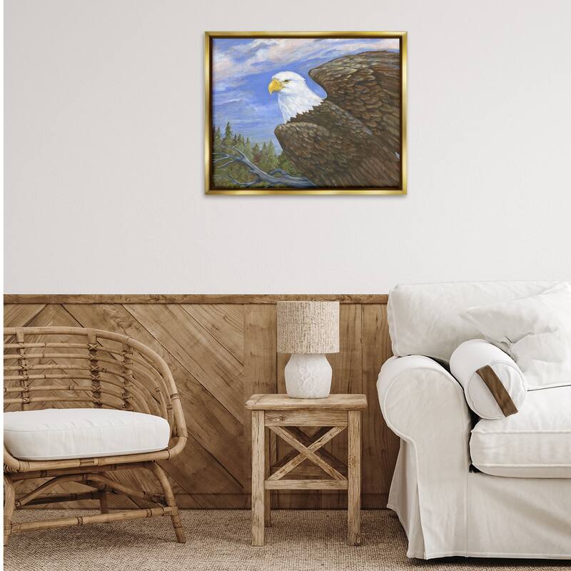 Stupell Eagle Overlook from Tree Top Framed Floater Canvas Wall Art Design By Paul Brent