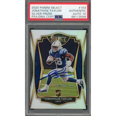 Jonathan Taylor 2020 Panini Select Silver Prizm Rookie Card #153 Auto PSA 10 B - 8'6" x 11'6"