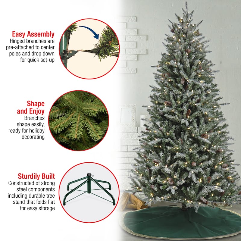 National Tree Company 7 ft. Pre-Lit Snowy Olallie Pine Tree with LED Lights - 7 Foot