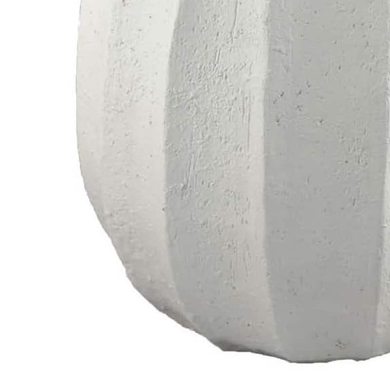 Decorative Vase, Round Textured Body, 23 Inch White Resin