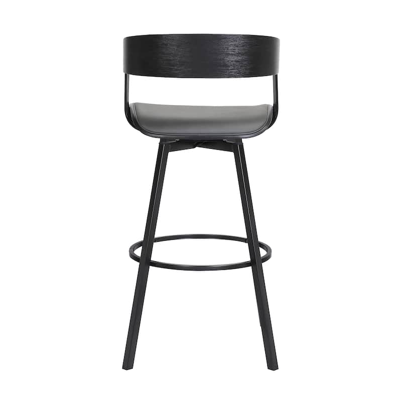Athena Wood and Metal Upholstered Bar or Counter Swivel Stool