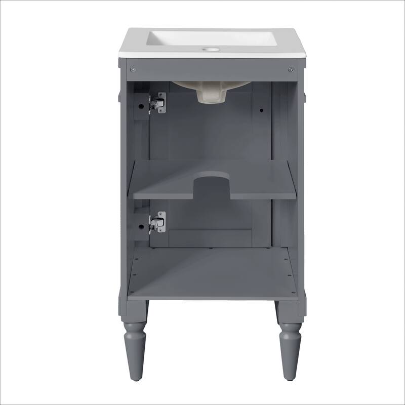 18" Freestanding Bathroom Vanity with White Integrated Ceramic Sink - 18'' x 16.1'' x 34''