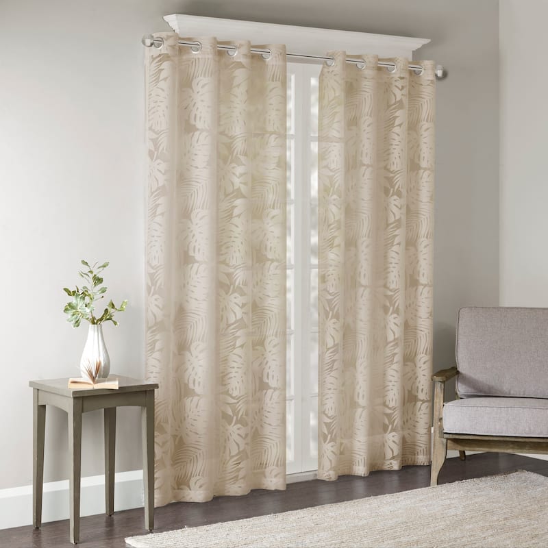 Madison Park Kauna Palm Leaf Burnout Window Curtain Sheer
