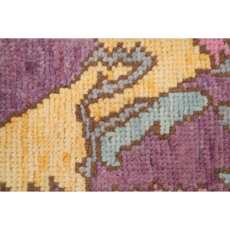 Hand Knotted Oriental 100% Wool Carpet Transitional Geometric Navy Blue & Blues Oushak Area Rug - 6' 10'' X 3' 11''