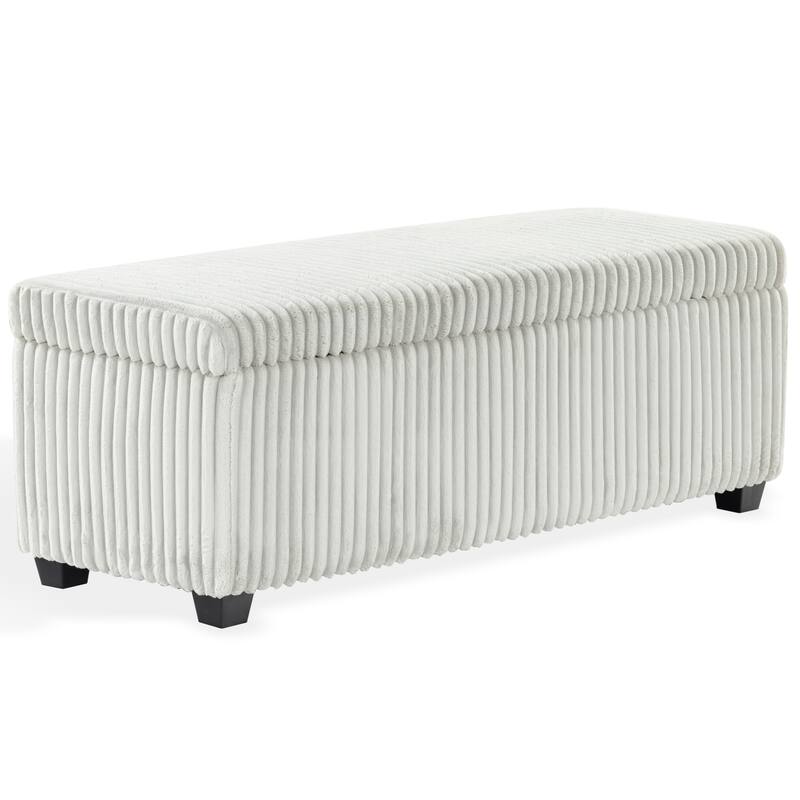 SAFAVIEH Couture Lynzie Plush Corduroy Storage Bench - 55"W x 21"D x 19"H