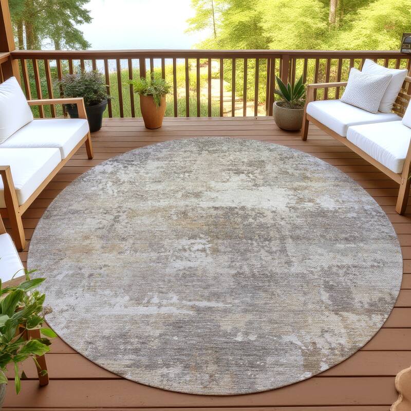 Machine Washable Indoor/ Outdoor Casual Ombre Chantille Rug - Pewter - 8' x 8'