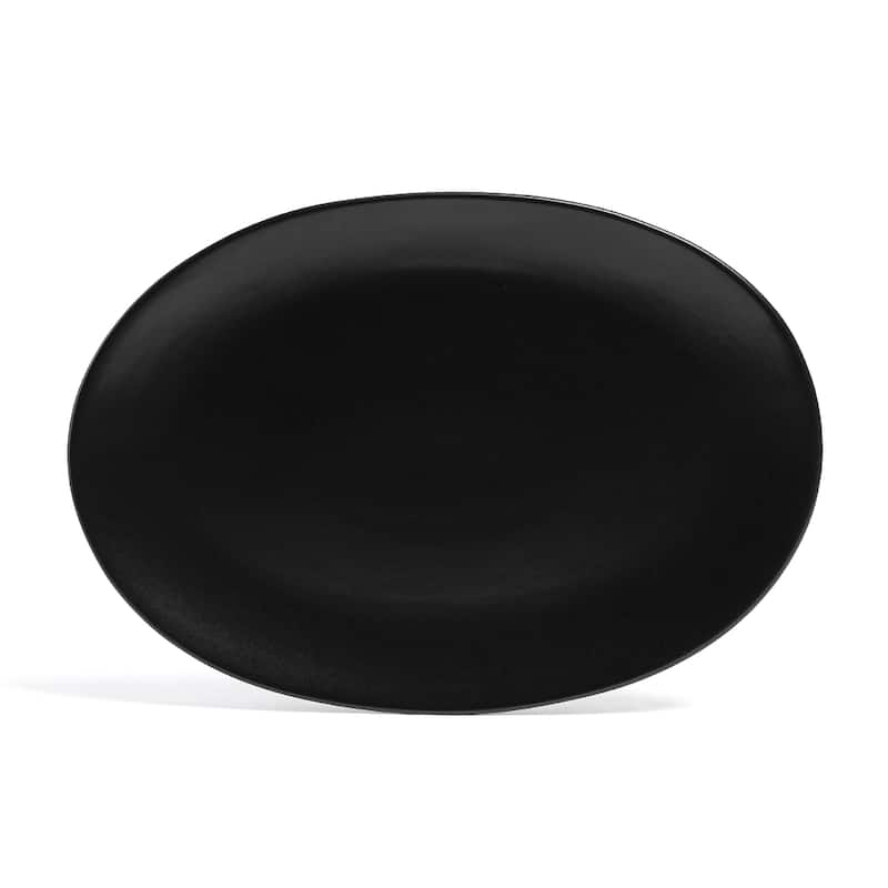over&back Coupe Semi Matte Stoneware Oval Serving Platter - Black