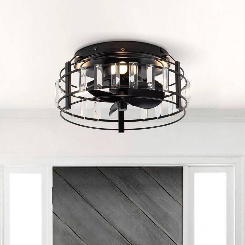 13" 3-Light 3-Blade Modern Crystal Ceiling Fan with Light