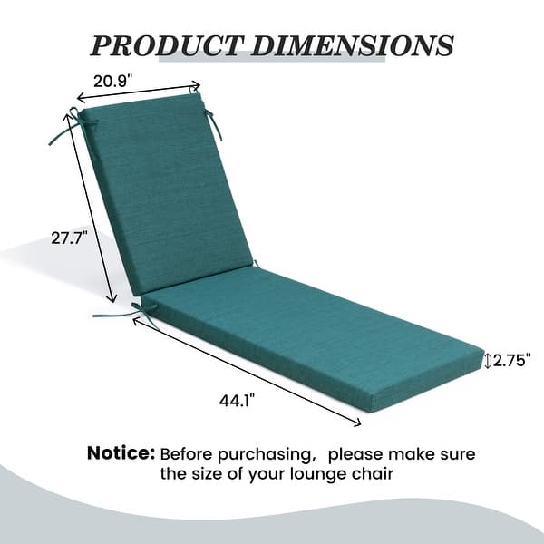 dimension image slide 14 of 20, Pellebant Outdoor Patio Chaise Lounge Cushion
