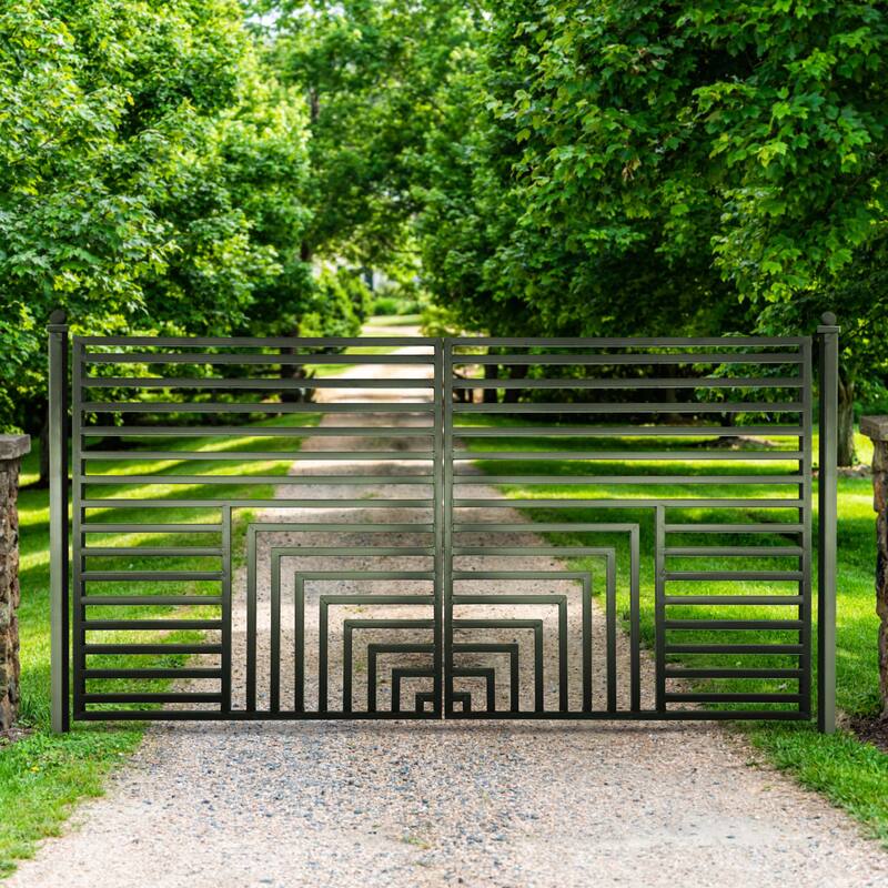 ALEKO Florence Style 12 x 6 feet Steel Dual Swing Driveway Gate with Opener