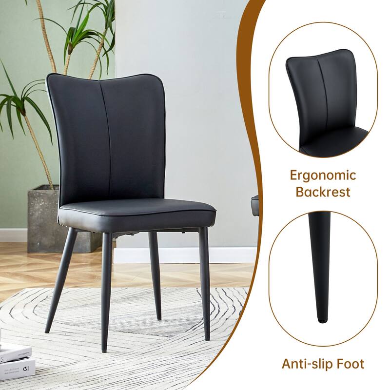 5-Piece Modern Extendable Dining Table Set, MDF Wood Table & 4 PU Chairs for Flexible Gatherings