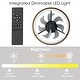 preview thumbnail 5 of 13, 20 in. Modern Circle Wheel Color-Changing Integrated LED Semi-Flush Mount Fandelier w/ Remote Control - 19.6 in. W x 7.6 in. H