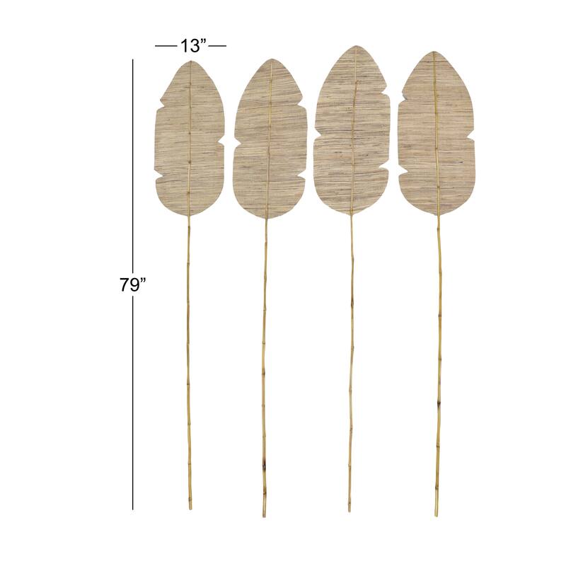 Dried Plant Bamboo Natural Foliage - Set of 4 Brown - Roche River Decor - 1"W x 13"L x 79"H