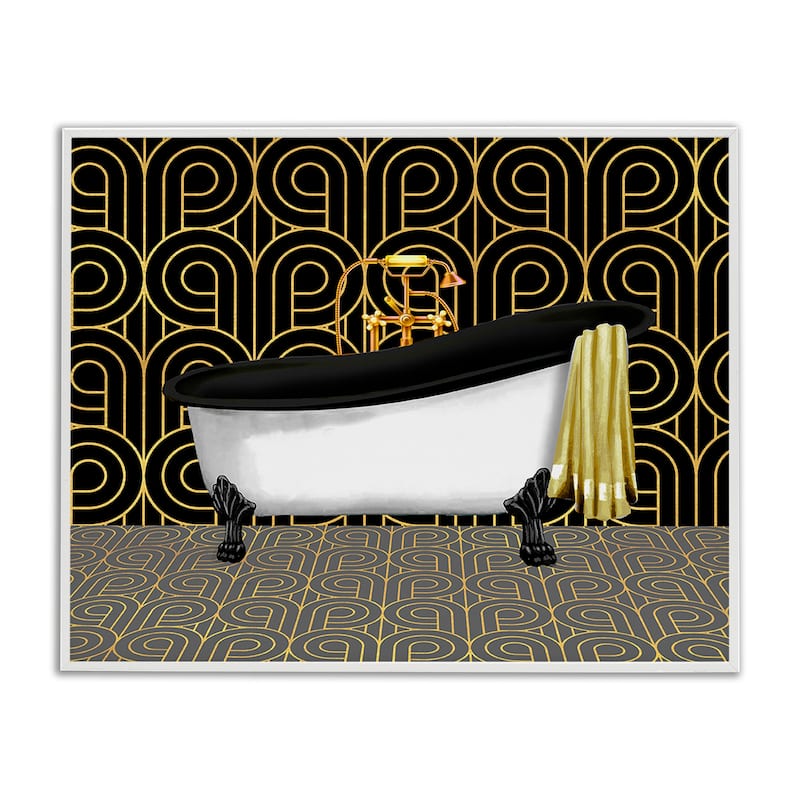 Stupell Bathroom in Deco Style Framed Giclee Art Design By Conrad Knutsen - 30 x 24 - White