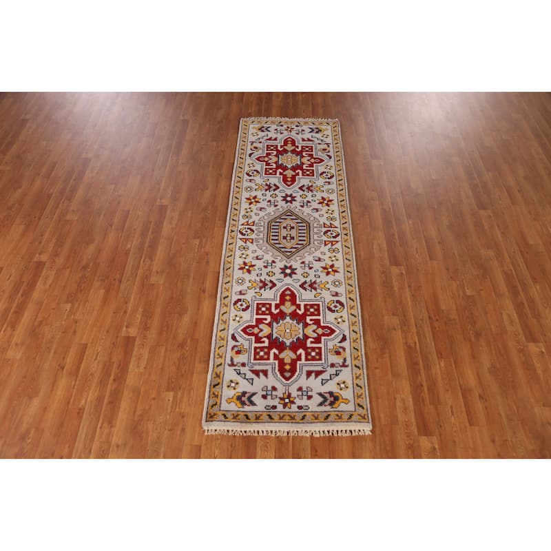 Heriz Serapi Indian Runner Rug Hand-Knotted Wool Carpet - 2'8" x 8'0"