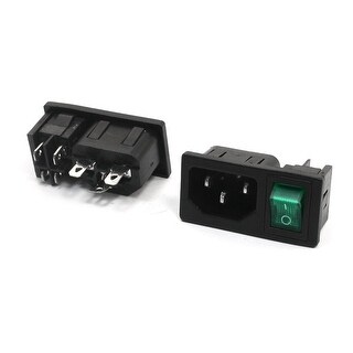 AC 250V 10A Green Rocker Switch IEC320 C14 Inlet Male Plug Power Socket ...
