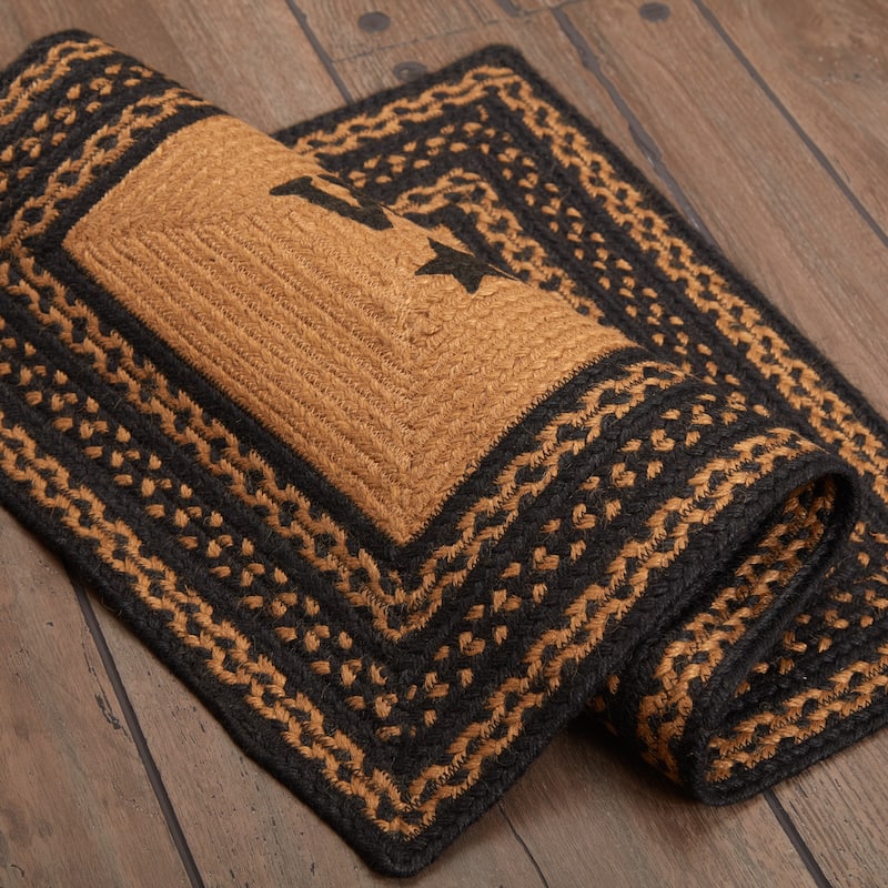 Farmhouse Jute Rug Rect Stencil Stars Welcome w/ Pad 20x30 - 20" x 30"