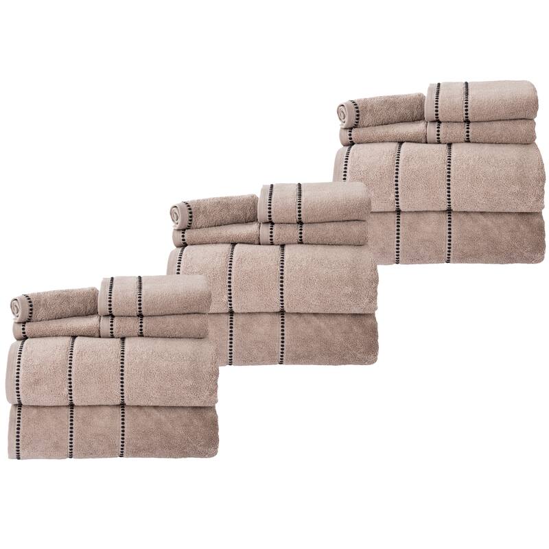 Towel Set - Absorbent Cotton Bathroom Accessories with Quick Dry Bath Towels, Hand Towels, and Wash Cloths by Lavish Home Taupe