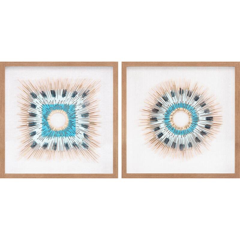 Artistic Weavers Rehobeth Framed Boho Textural Prints (Set 0f 2) - 18"H x 18"W