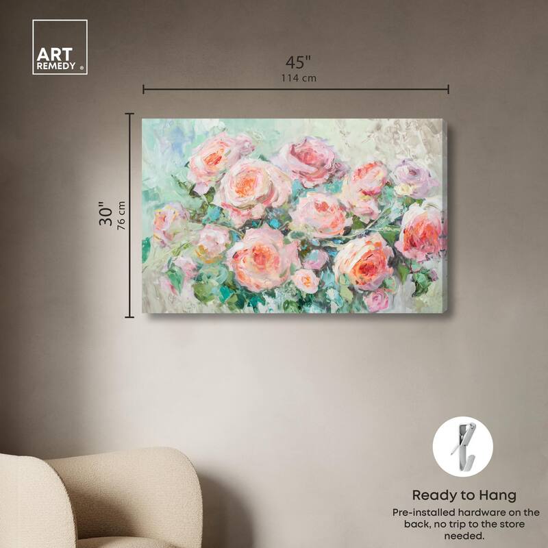 Cabbage Rose Charm Canvas by Art Remedy, Gallery Wrapped