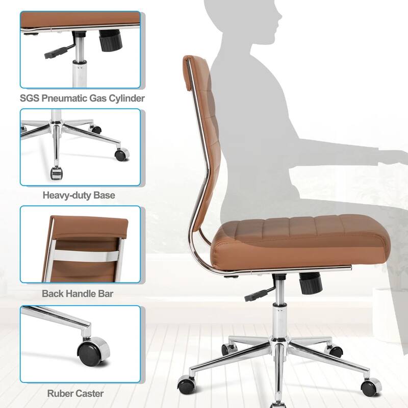 Armless Ergonomic Office Chair Modern Swivel Chair for Home & Office