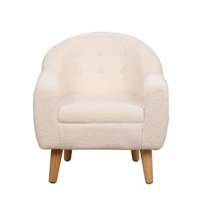 Aria Home White Teddy Club Kids Arm Chair with Soft Foam Filled Seat