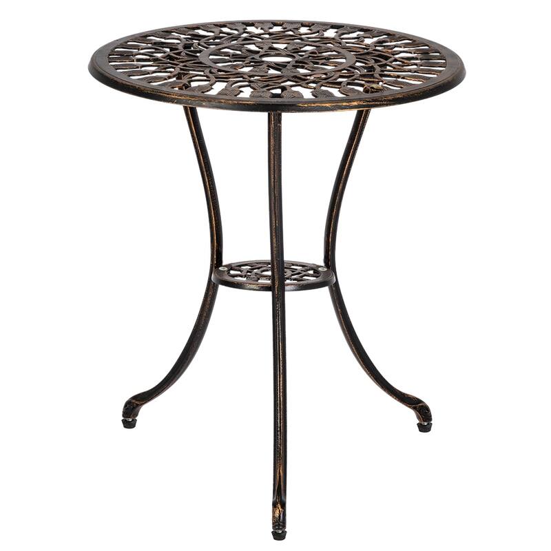 Outdoor 3 Piece Tulip Bistro Set of Table and Chairs Bronze