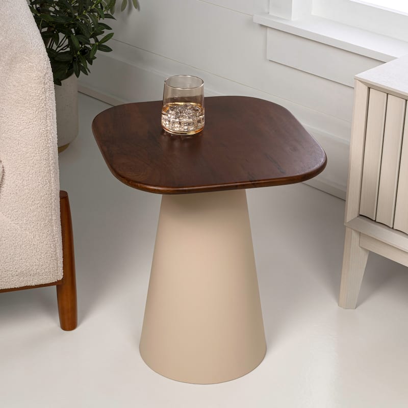 Skye 18" Square Wood/Metal Accent Table - 15.75L x 15.75W x 18H - Walnut Ivory (square)